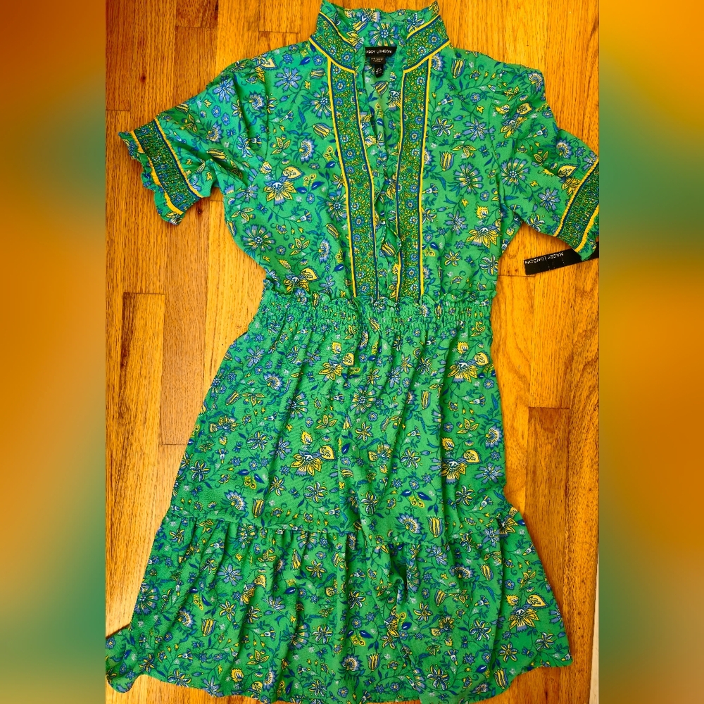 London Times Smocked Waist Short Sleeve Dress NWT Women's Size 6